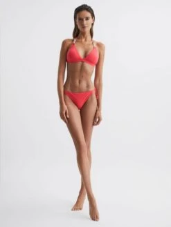 Reiss Bright Coral Ripley Triangle Bikini Top -Style Trend Shop D68 917s3