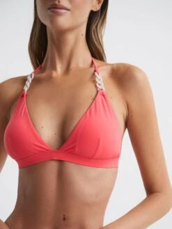 Reiss Bright Coral Ripley Triangle Bikini Top -Style Trend Shop D68 917s4