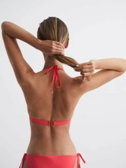 Reiss Bright Coral Ripley Triangle Bikini Top -Style Trend Shop D68 917s5