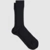 Reiss Navy Feli Ribbed Mercerised Cotton Blend Sock