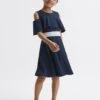 Reiss Navy Paulina Senior Off-The-Shoulder Dress 1 Reiss Navy Paulina Senior Off-The-Shoulder Dress -Style Trend Shop D68 949s