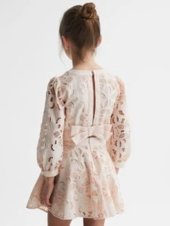 Reiss Pink Nella Senior Long Sleeve Lace Cropped Top -Style Trend Shop D68 959s5