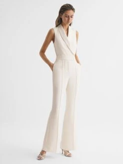 Reiss Ivory Dani Petite Tuxedo Jumpsuit -Style Trend Shop D68 977s6