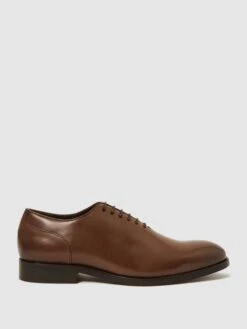 Reiss Tan Bay Leather Whole Cut Shoes
