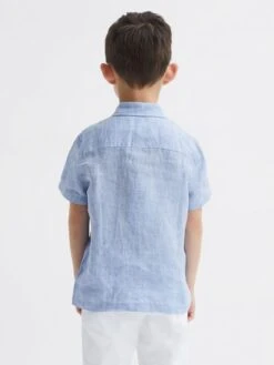 Reiss Soft Blue Holiday Senior Short Sleeve Linen Shirt 13 Reiss Soft Blue Holiday Senior Short Sleeve Linen Shirt -Style Trend Shop D70 169s5