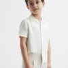 Reiss Ecru Vitus Junior Cuban Collar Ribbed Polo -Style Trend Shop D70 185s