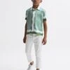 Reiss Green Vanpelt Senior Printed Cuban Collar Short Sleeve Shirt -Style Trend Shop D70 189s