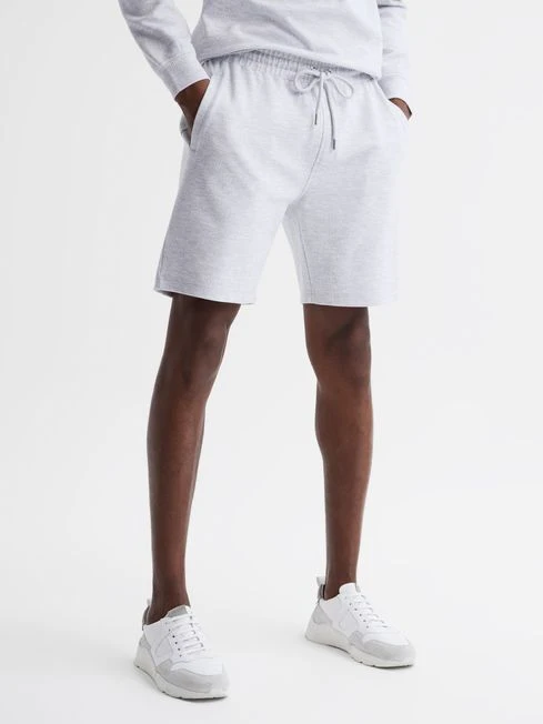 Reiss Grey Melange Robin Textured Drawstring Shorts 3 Reiss Grey Melange Robin Textured Drawstring Shorts