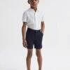 Reiss White Holiday Senior Short Sleeve Linen Shirt -Style Trend Shop D70 199s