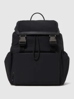 Reiss Black Danny Leather Drawstring Backpack