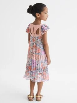 Reiss Pink Print Aster Senior Floral Printed Pleated Dress -Style Trend Shop D72 430s5