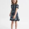 Reiss Navy Alianna Senior Floral Print Puff Sleeve Dress -Style Trend Shop D72 432s