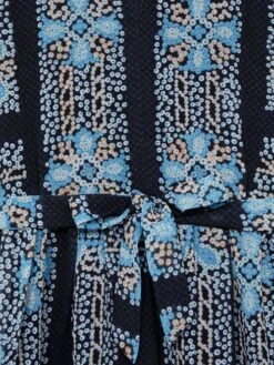 Reiss Navy Alianna Senior Floral Print Puff Sleeve Dress -Style Trend Shop D72 432s6