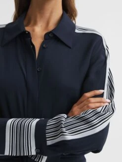 Reiss Navy Selma Long Sleeve Jumpsuit -Style Trend Shop D72 436s4