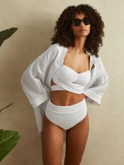 Reiss White Cristina Wrap Design Bikini Top -Style Trend Shop D72429s3