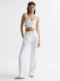 Reiss White Cristina Wrap Design Bikini Top -Style Trend Shop D72429s6