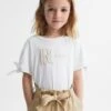 Reiss White Tally Junior Printed Cotton T-Shirt -Style Trend Shop D74 786s