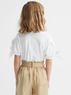 Reiss White Tally Junior Printed Cotton T-Shirt -Style Trend Shop D74 786s5