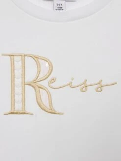 Reiss White Tally Junior Printed Cotton T-Shirt -Style Trend Shop D74 786s7
