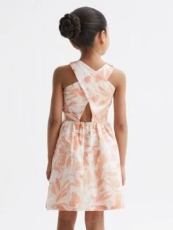 Reiss Pink Lottie Senior Floral Print Halter Neck Dress -Style Trend Shop D74 789s5