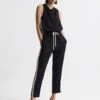 Reiss Black Tyla Side Stripe Jumpsuit -Style Trend Shop D75 713s