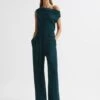 Reiss Teal Maple Off-The-Shoulder Jumpsuit -Style Trend Shop D75 715s