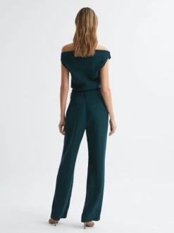 Reiss Teal Maple Off-The-Shoulder Jumpsuit -Style Trend Shop D75 715s5
