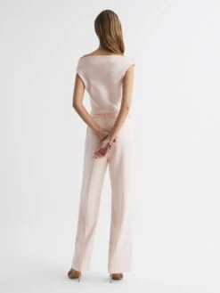Reiss Nude Maple Off-The-Shoulder Jumpsuit -Style Trend Shop D75 716s5