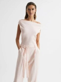 Reiss Nude Maple Petite Off-The-Shoulder Jumpsuit