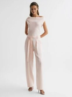 Reiss Nude Maple Petite Off-The-Shoulder Jumpsuit -Style Trend Shop D75714s3