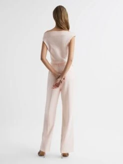 Reiss Nude Maple Petite Off-The-Shoulder Jumpsuit -Style Trend Shop D75714s5
