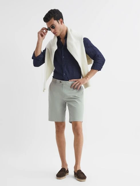 Reiss Soft Sage Wicket Modern Fit Chino Shorts 7 Reiss Soft Sage Wicket Modern Fit Chino Shorts - Image 6