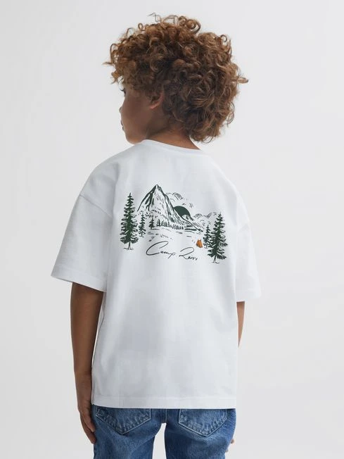 Reiss Ecru Ivan Junior Cotton Crew Neck Motif T-Shirt 3 Reiss Ecru Ivan Junior Cotton Crew Neck Motif T-Shirt