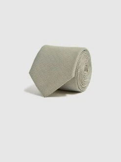 Reiss Soft Sage Ceremony Textured Silk Tie -Style Trend Shop D79 036s3