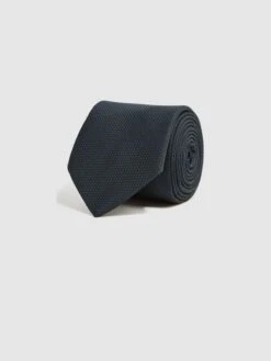 Reiss Navy Ceremony Textured Silk Tie -Style Trend Shop D79 038s3
