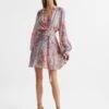 Reiss Coral/White Kiera Floral Printed Mini Dress 1 Reiss Coral/White Kiera Floral Printed Mini Dress -Style Trend Shop D79 051s