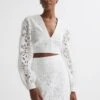 Reiss White Immi Lace Cropped Co-ord Blouse -Style Trend Shop D79 059s
