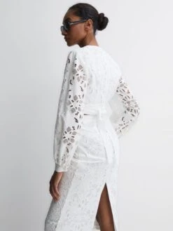 Reiss White Immi Lace Cropped Co-ord Blouse -Style Trend Shop D79 059s5