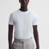Reiss White Caspian Mercerised Crew Neck T-shirt -Style Trend Shop D80 037s
