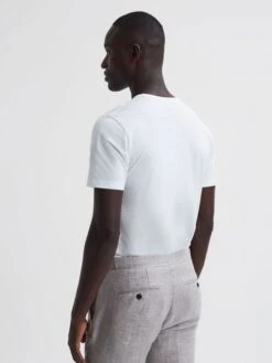 Reiss White Caspian Mercerised Crew Neck T-shirt -Style Trend Shop D80 037s5