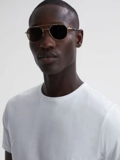 Reiss White Caspian Mercerised Crew Neck T-shirt -Style Trend Shop D80 037s6