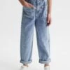Reiss Blue Elodie Junior High Rise Washed Jeans