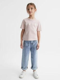 Reiss Blue Elodie Junior High Rise Washed Jeans -Style Trend Shop D80 058s3