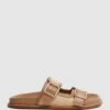 Reiss Natural Ezra Raffia Leather Sliders -Style Trend Shop D81 088s