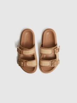 Reiss Natural Ezra Raffia Leather Sliders 9 Reiss Natural Ezra Raffia Leather Sliders -Style Trend Shop D81 088s3