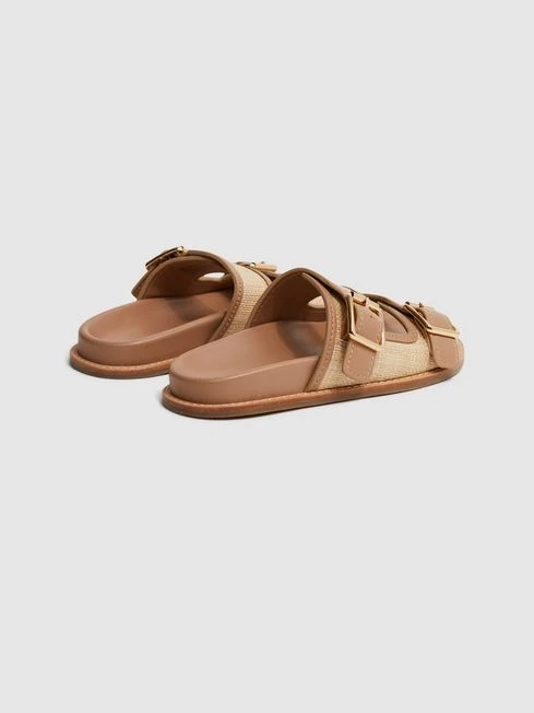 Reiss Natural Ezra Raffia Leather Sliders 6 Reiss Natural Ezra Raffia Leather Sliders - Image 4