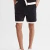 Reiss Black Fielder Relaxed Fit Elasticated Chenille Shorts 2 Reiss Black Fielder Relaxed Fit Elasticated Chenille Shorts -Style Trend Shop D84 394s