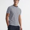 Reiss Navy/White Keats Striped Short Sleeve Crew Neck T-Shirt -Style Trend Shop D85 477s