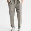 Reiss Taupe Brighton Junior Pleat Front Relaxed Trousers -Style Trend Shop D85 487s