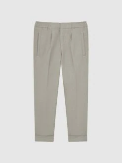 Reiss Taupe Brighton Junior Pleat Front Relaxed Trousers -Style Trend Shop D85 487s2